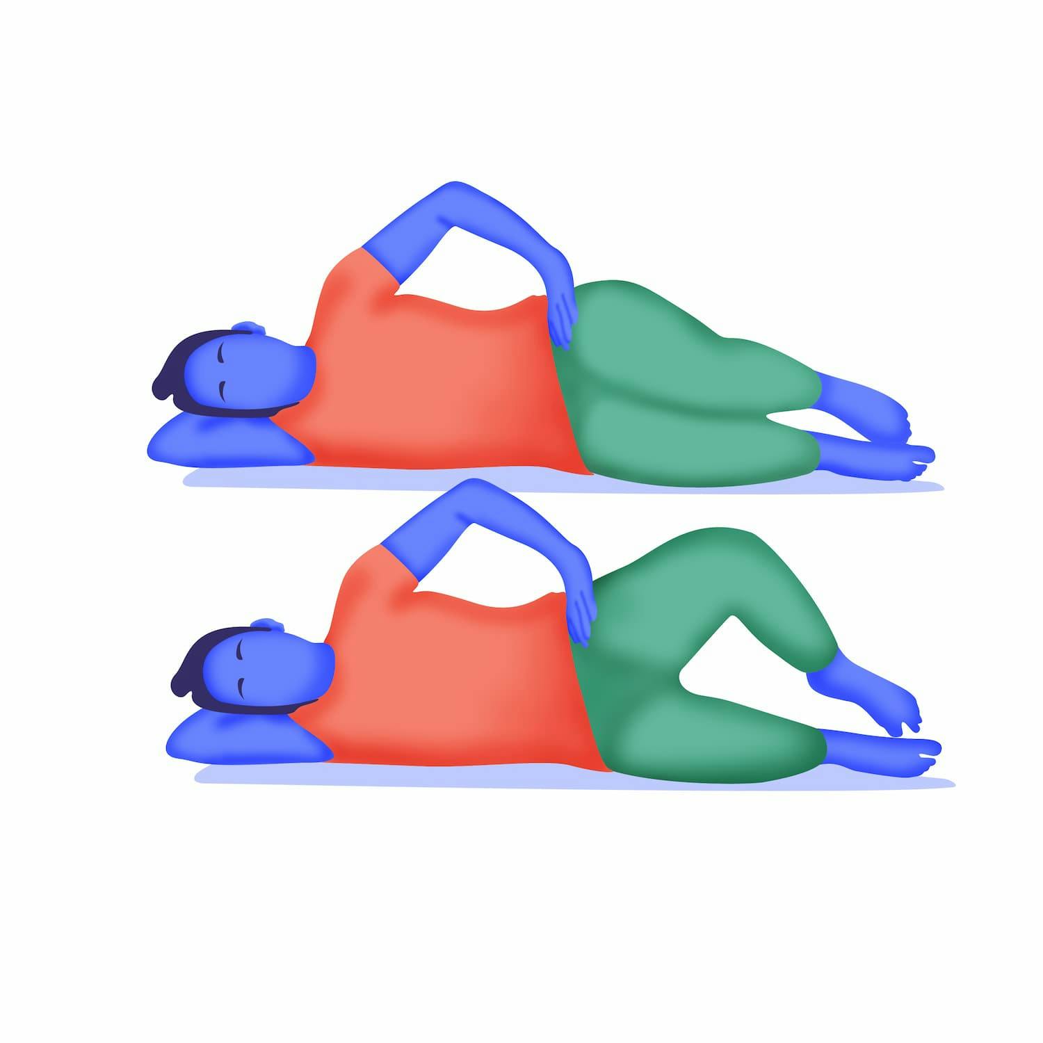 Två kvinnor som ligger på golvet