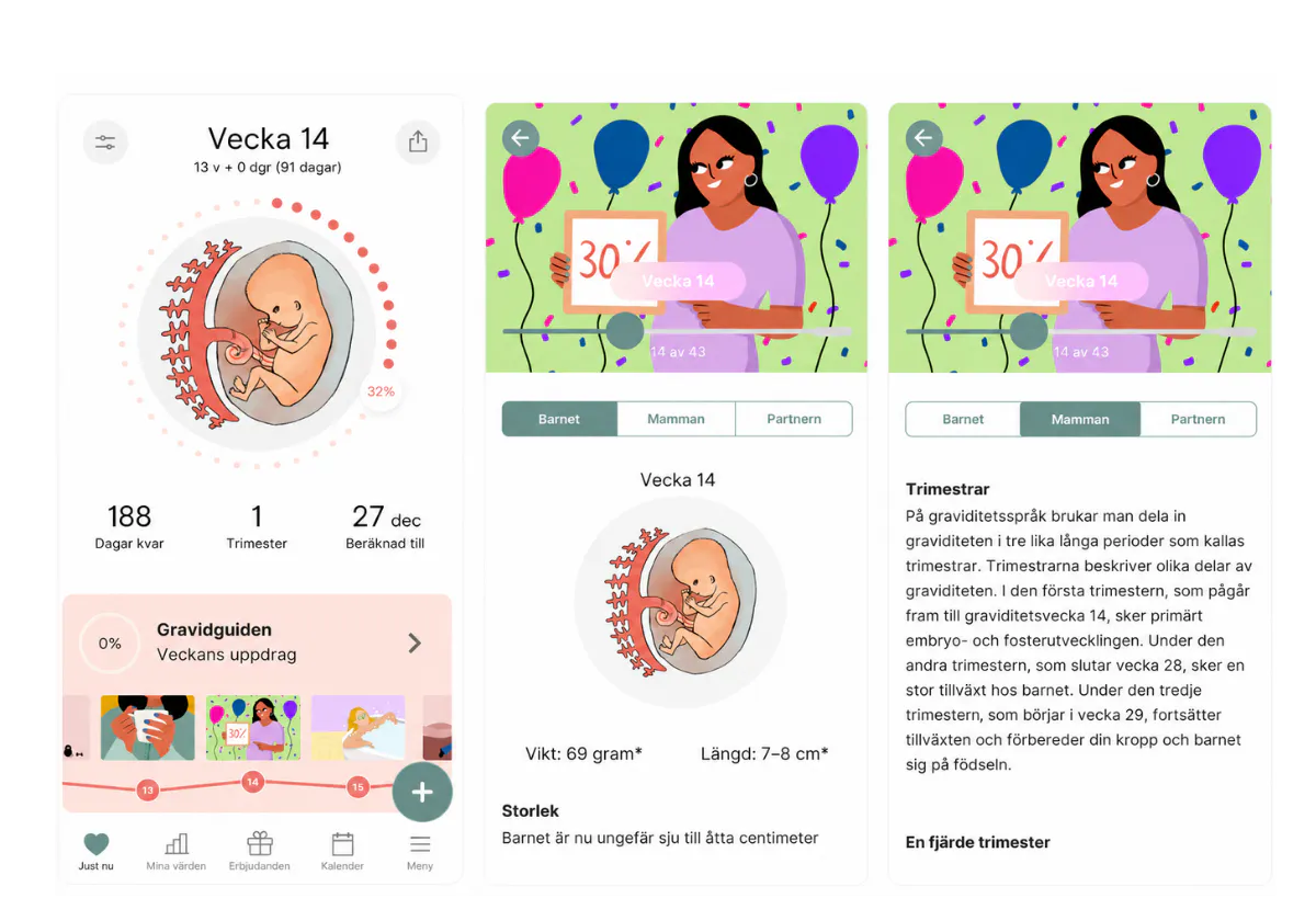 skärmdumpar från appen one million babies