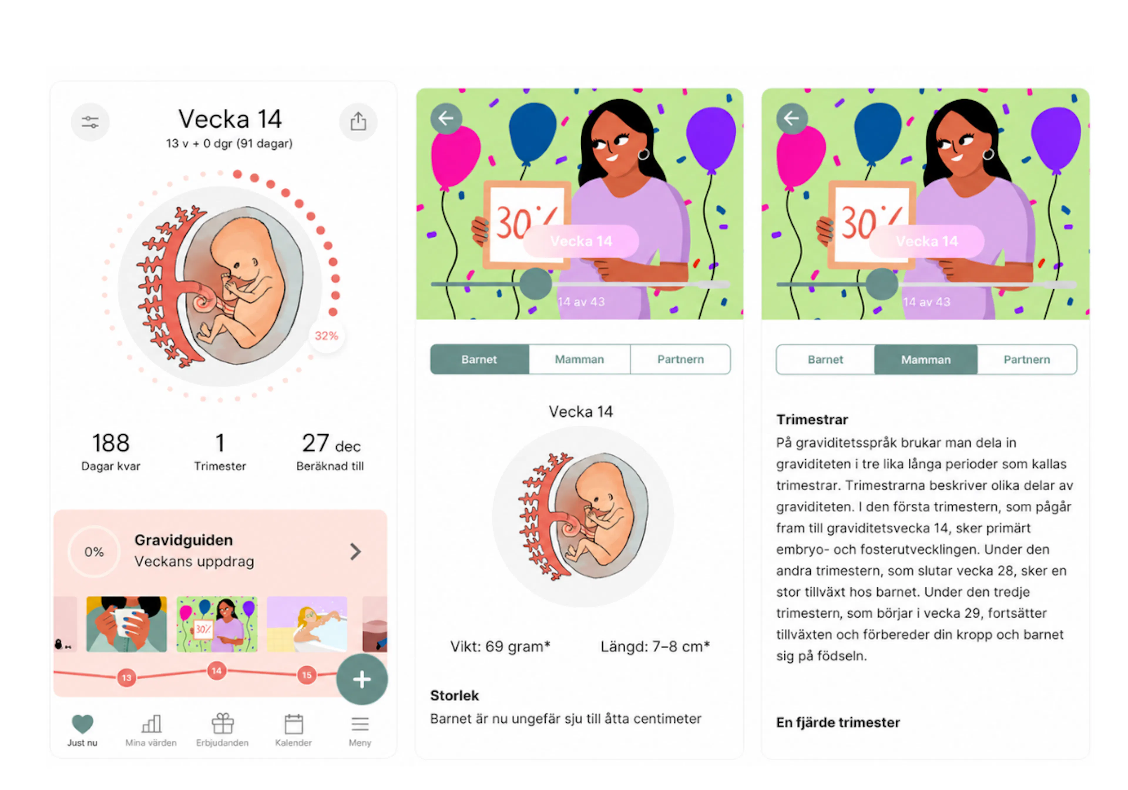 skärmdumpar från appen one million babies