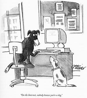 Peter Steiner's cartoon, as published in The New Yorker