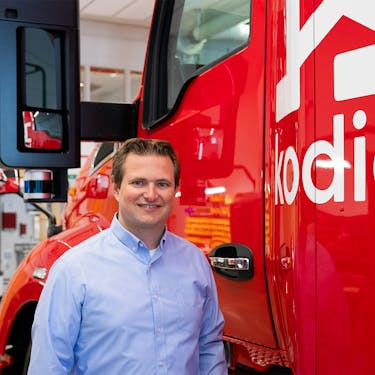 Photo of Andreas with the Kodiak truck