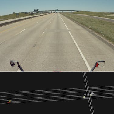 Kodiak Vision tracking vehicles underneath an overpass 270m in front of the truck.