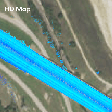 Satellite view showing an HD mapping system up close