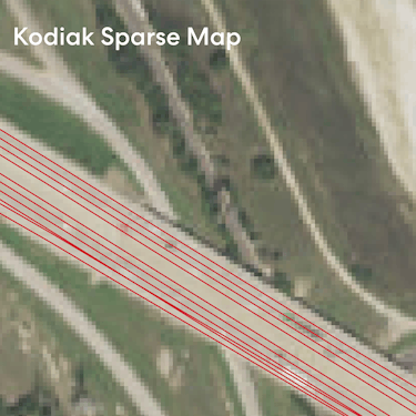 Satellite view showing Kodiak's sparse mapping system up close