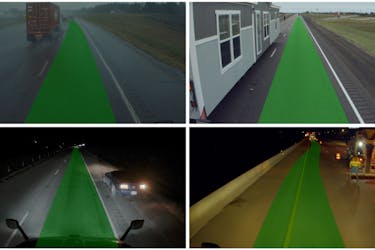 Collage of images from Kodiak trucks' cameras showing interesting highway scenarios