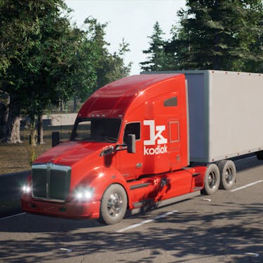 Simulation image of the Kodiak truck on the road