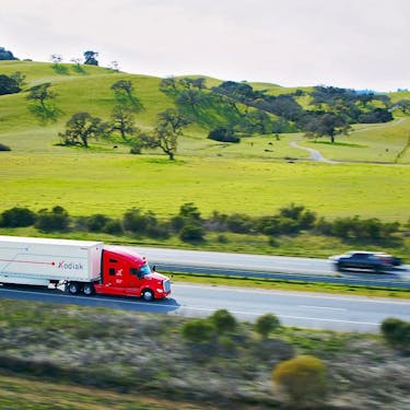 Drone photo of the Kodiak truck on the road