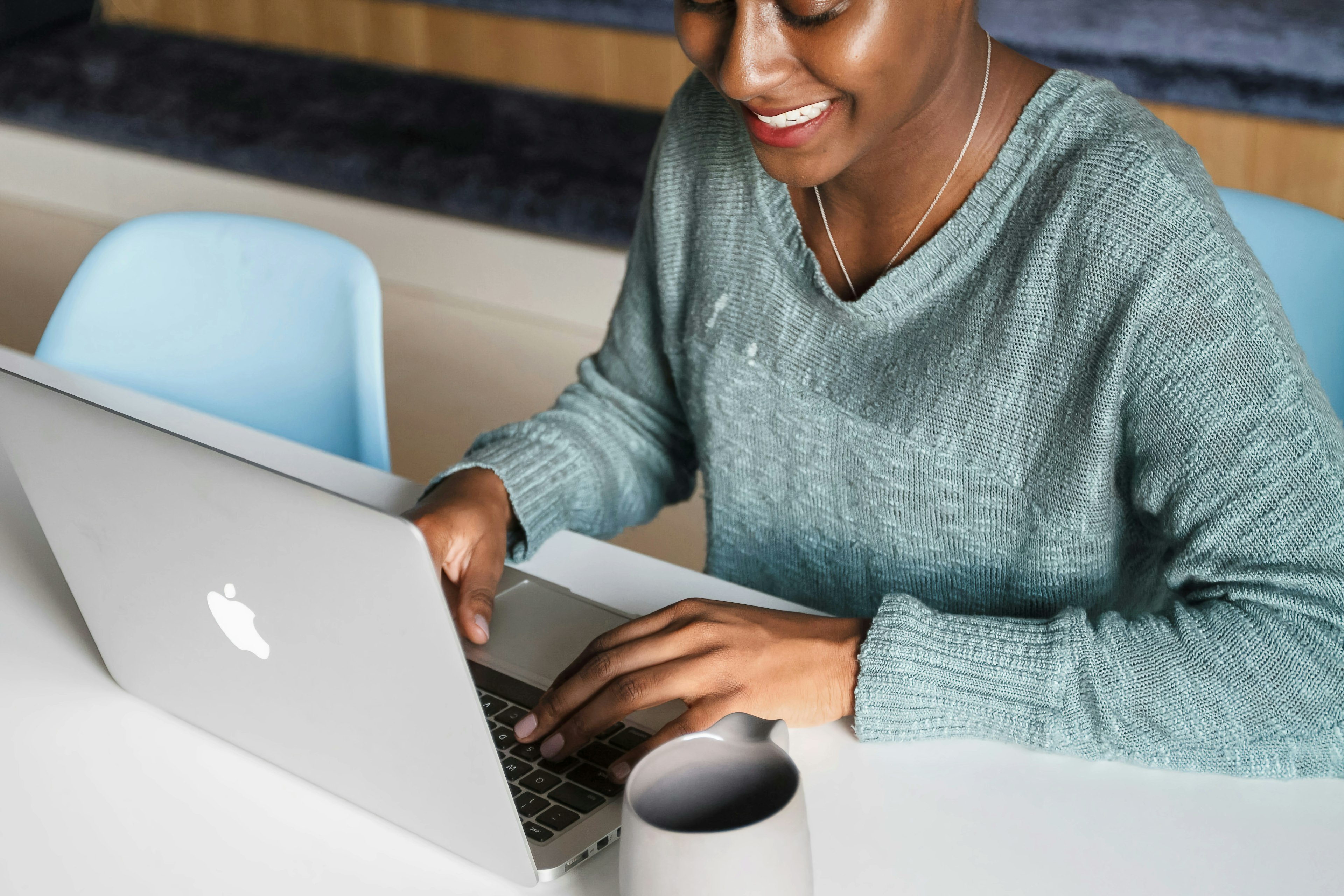 Woman working on a computer