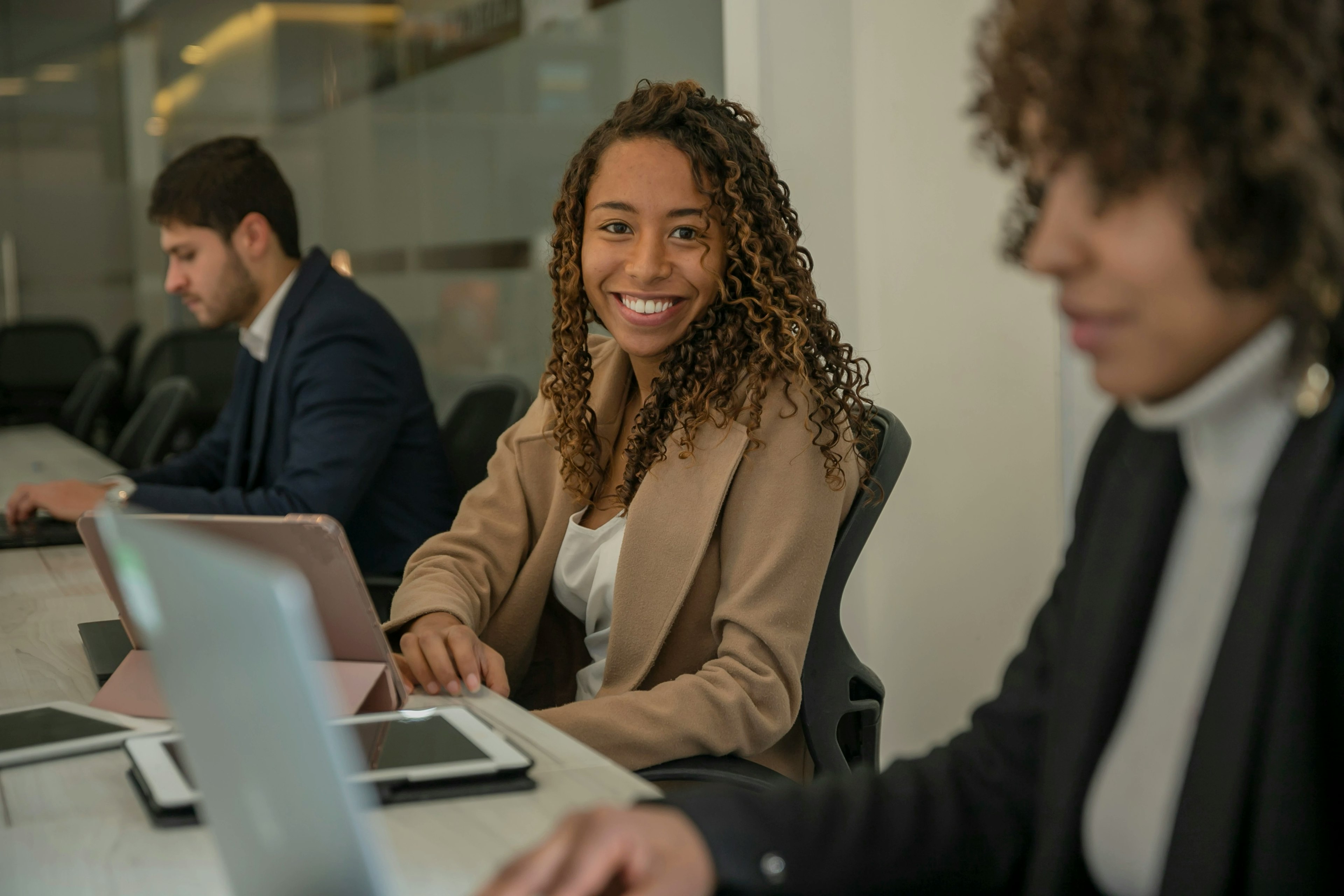 Smiling office workers