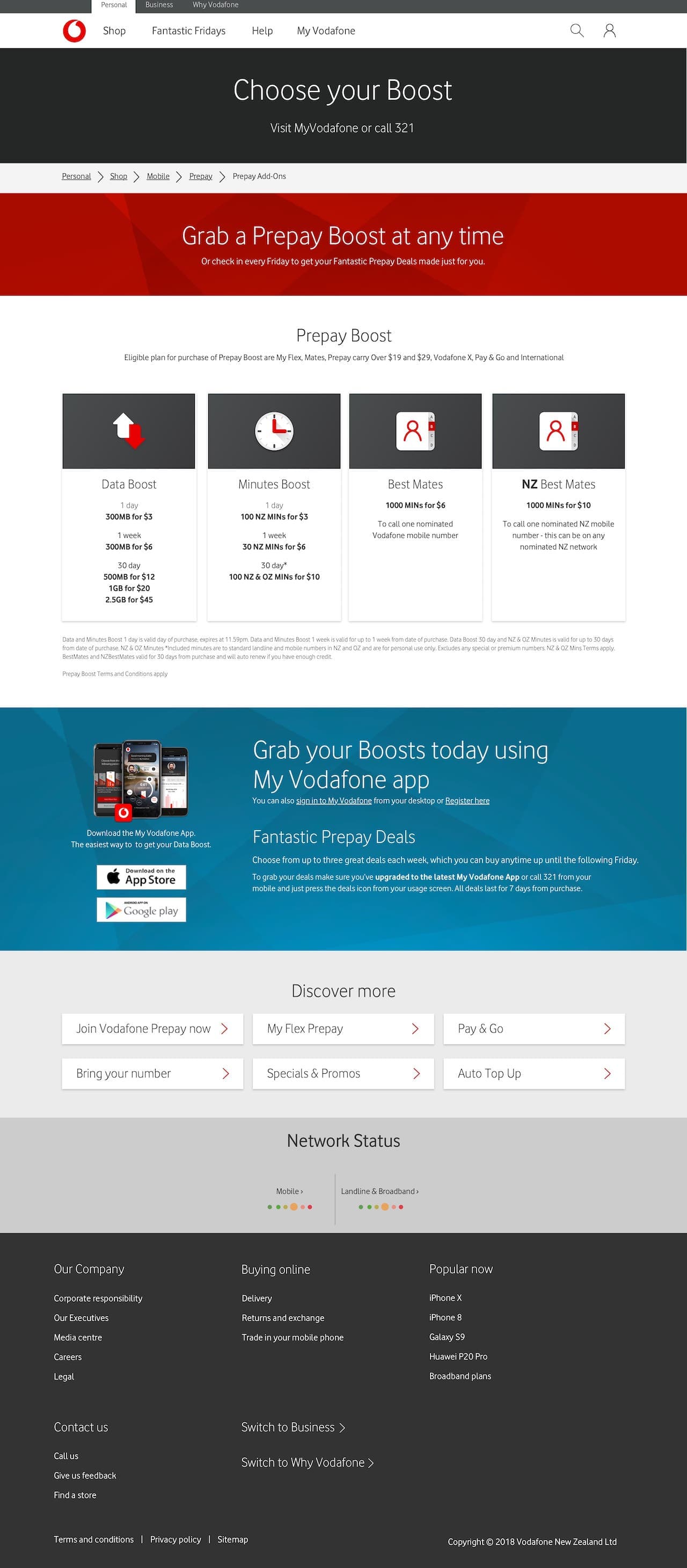 Vodafone-NZ - Prepay page