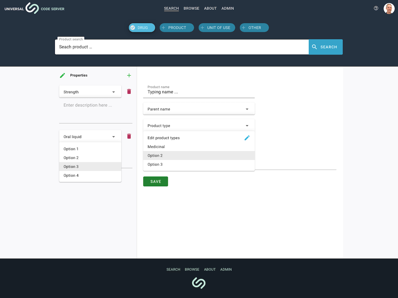 Sustainable solutions - Universal code server - Product edit