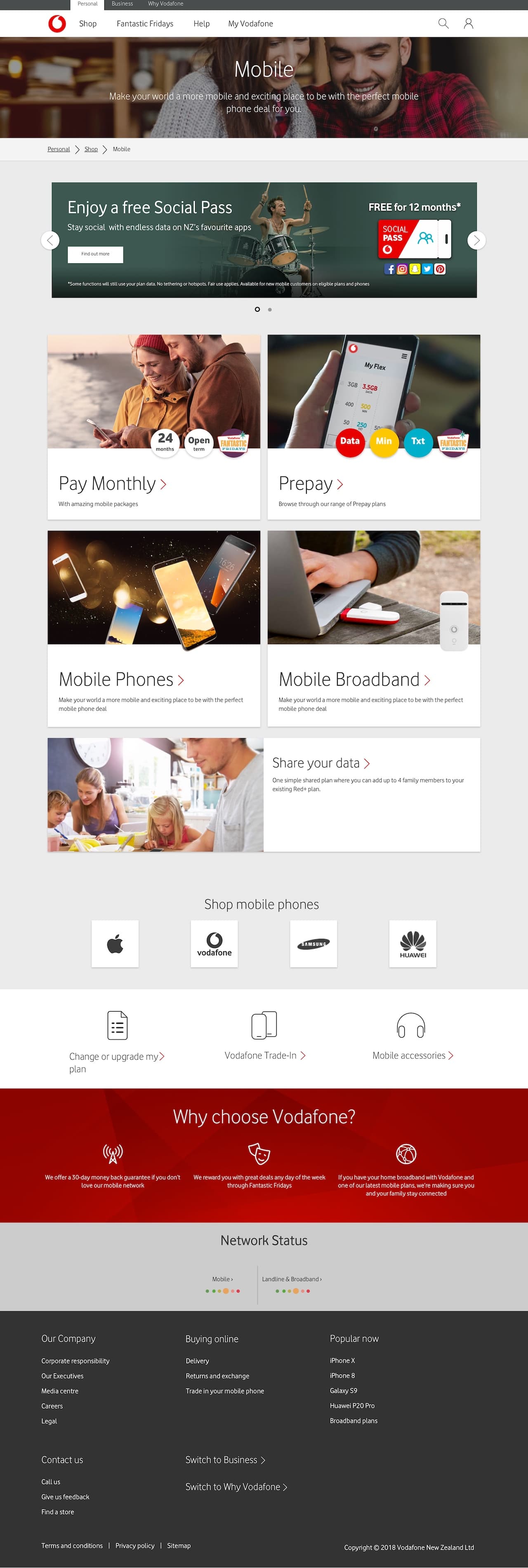 Vodafone-NZ - Mobile page