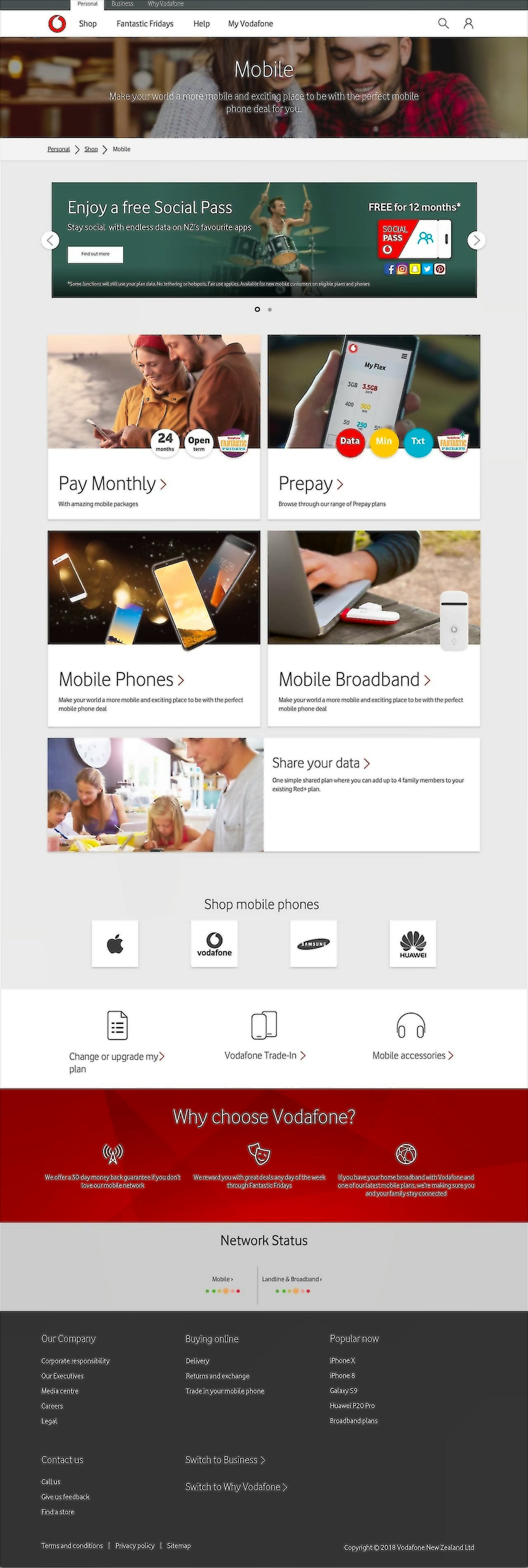 Vodafone-NZ - Mobile page