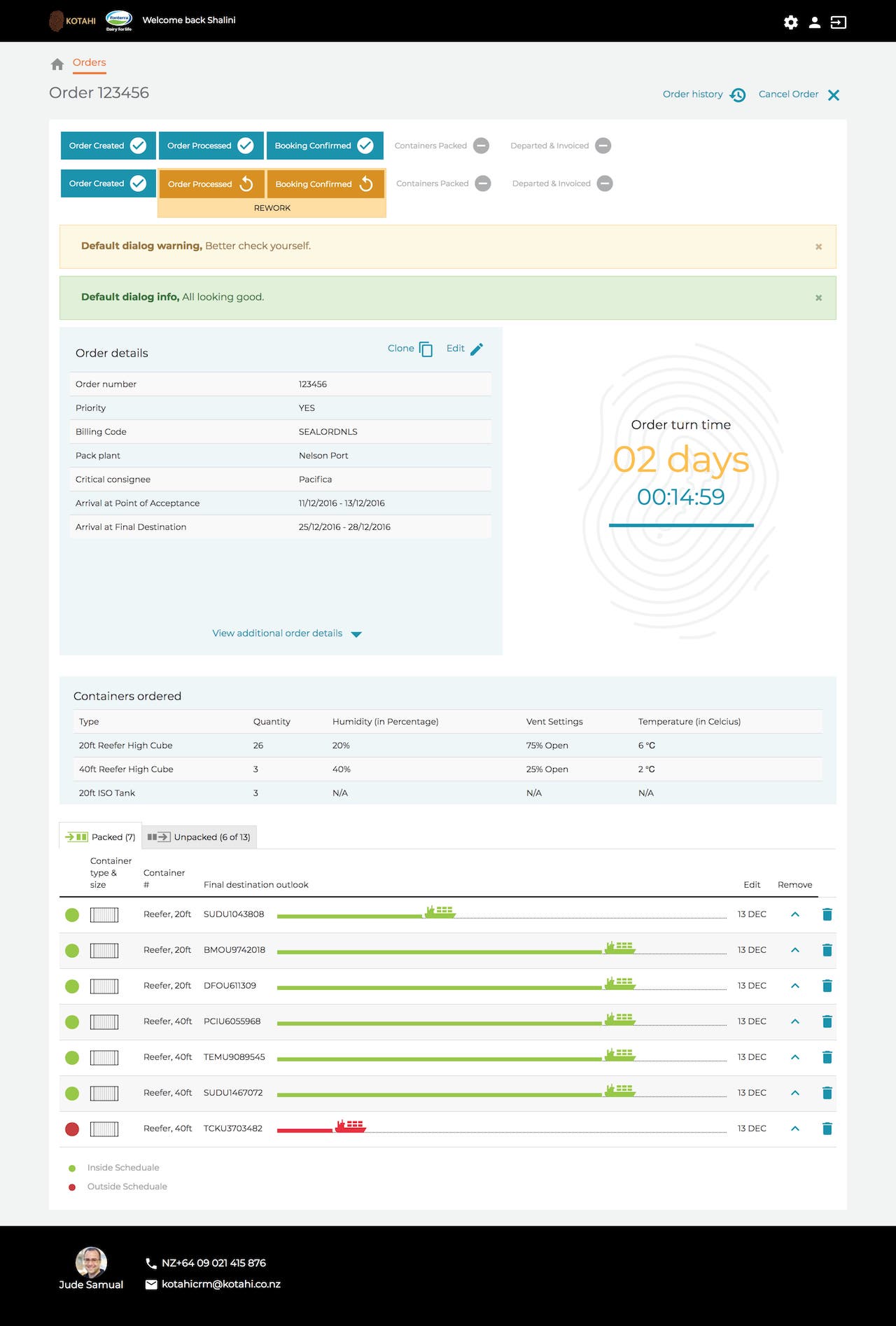 Kotahi - Web application - Order view