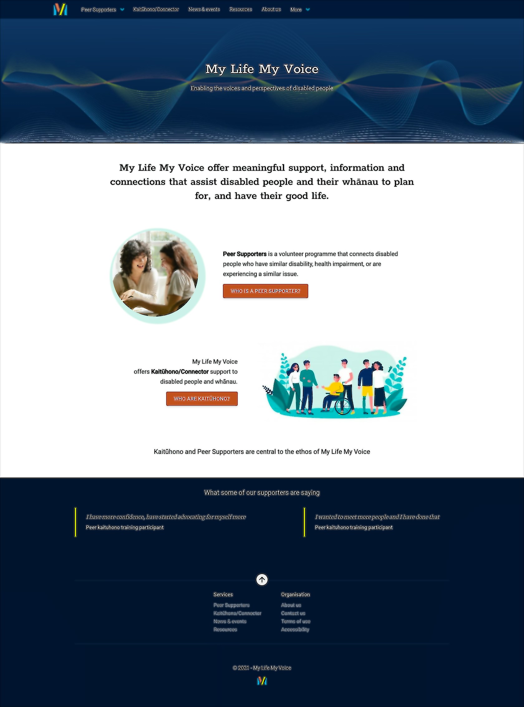 My Life My Voice Homepage - Screenshot