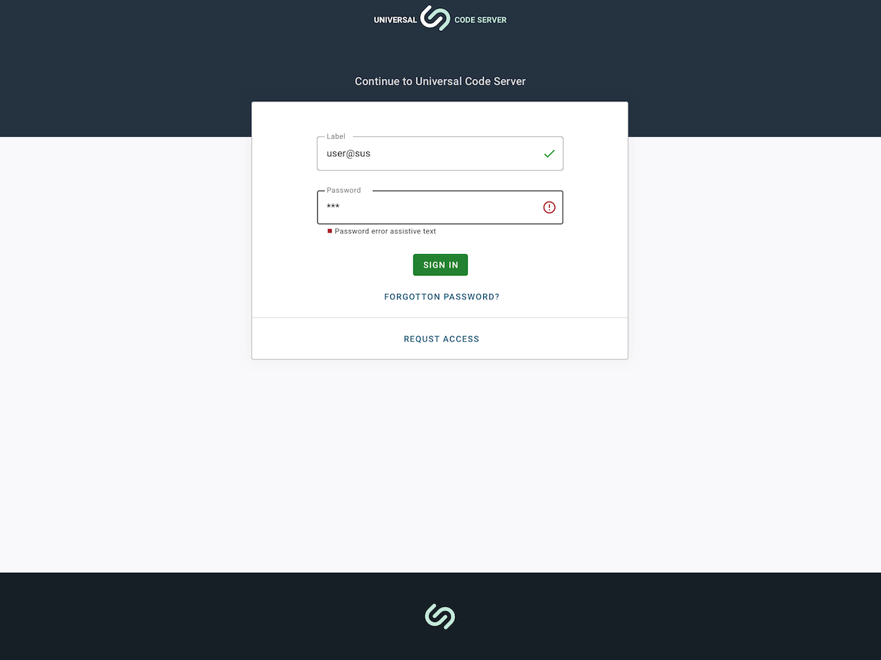 Universal code server - Sign in
