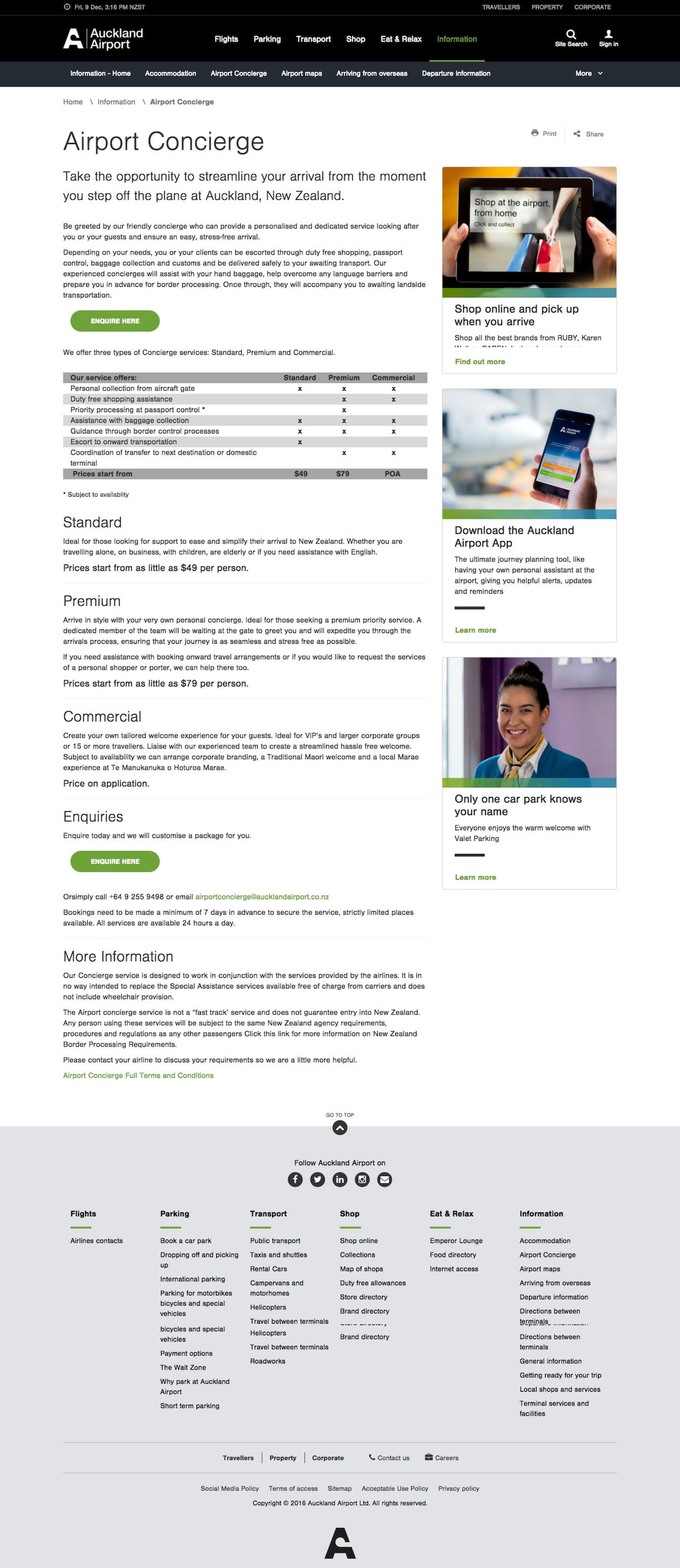 Auckland Airport - Concierge  - Homepage
