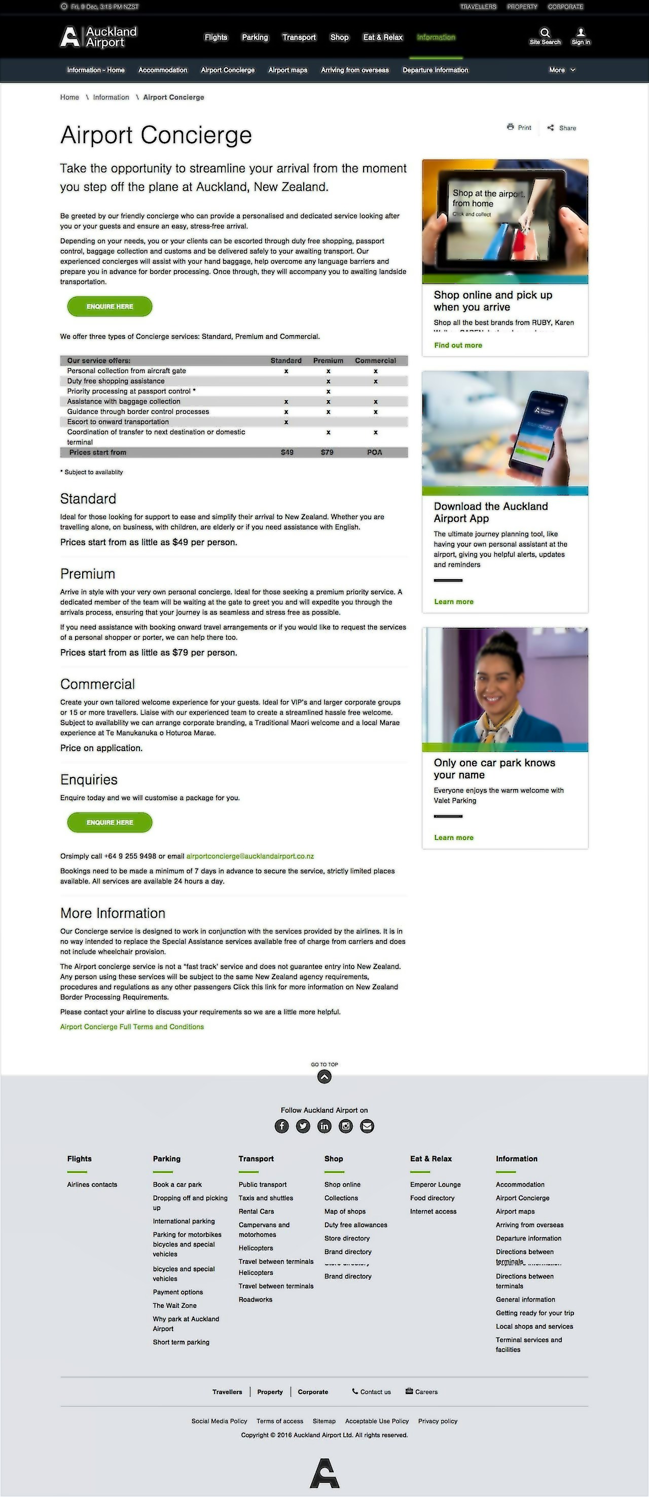 Auckland Airport - Concierge - Homepage