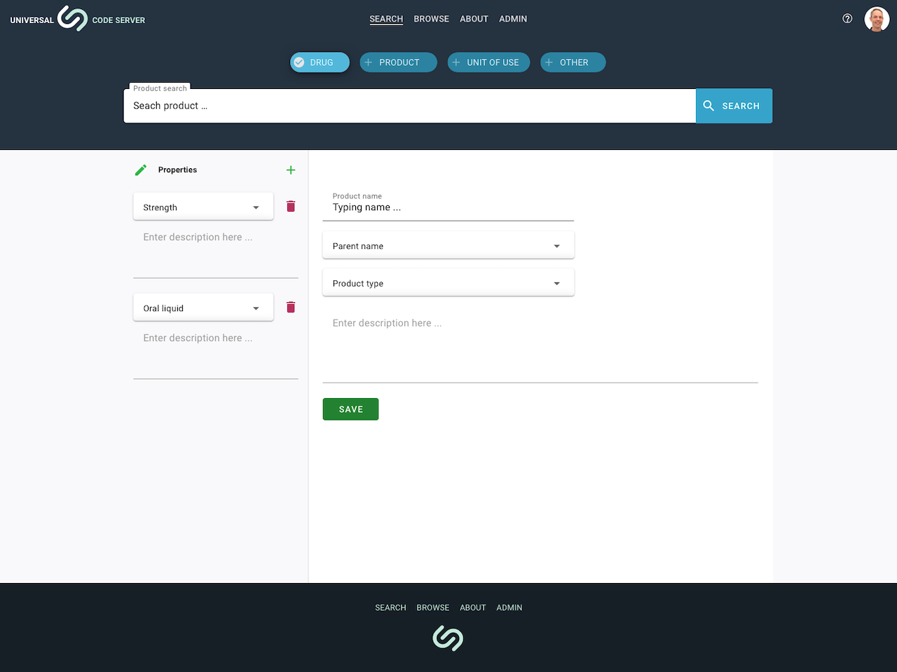 Sustainable solutions - Universal code server - Product edit