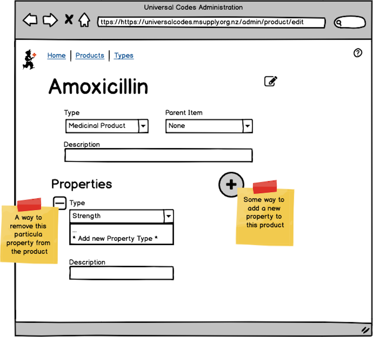 Sustainable solutions - Universal code server - Product edit - Wireframe