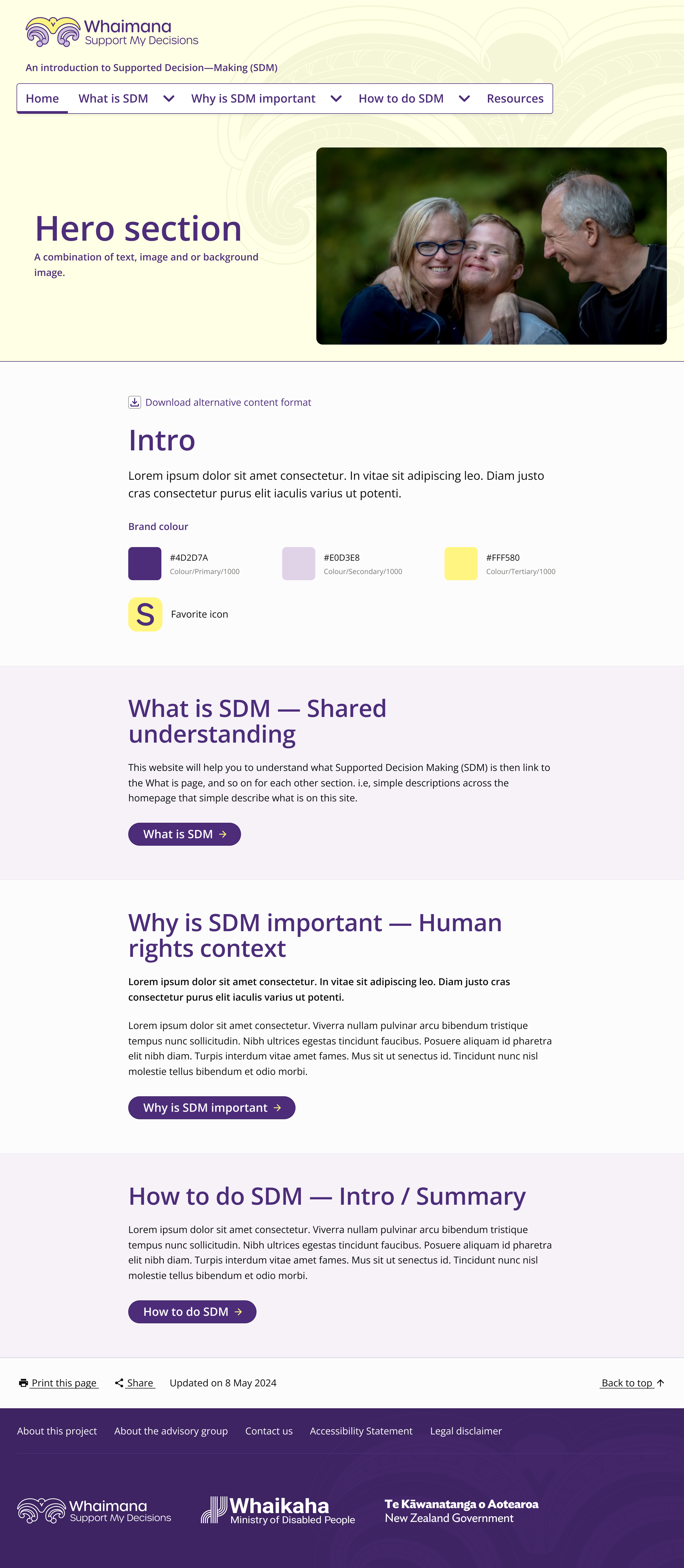 Support My Decisions Homepage - Screenshot