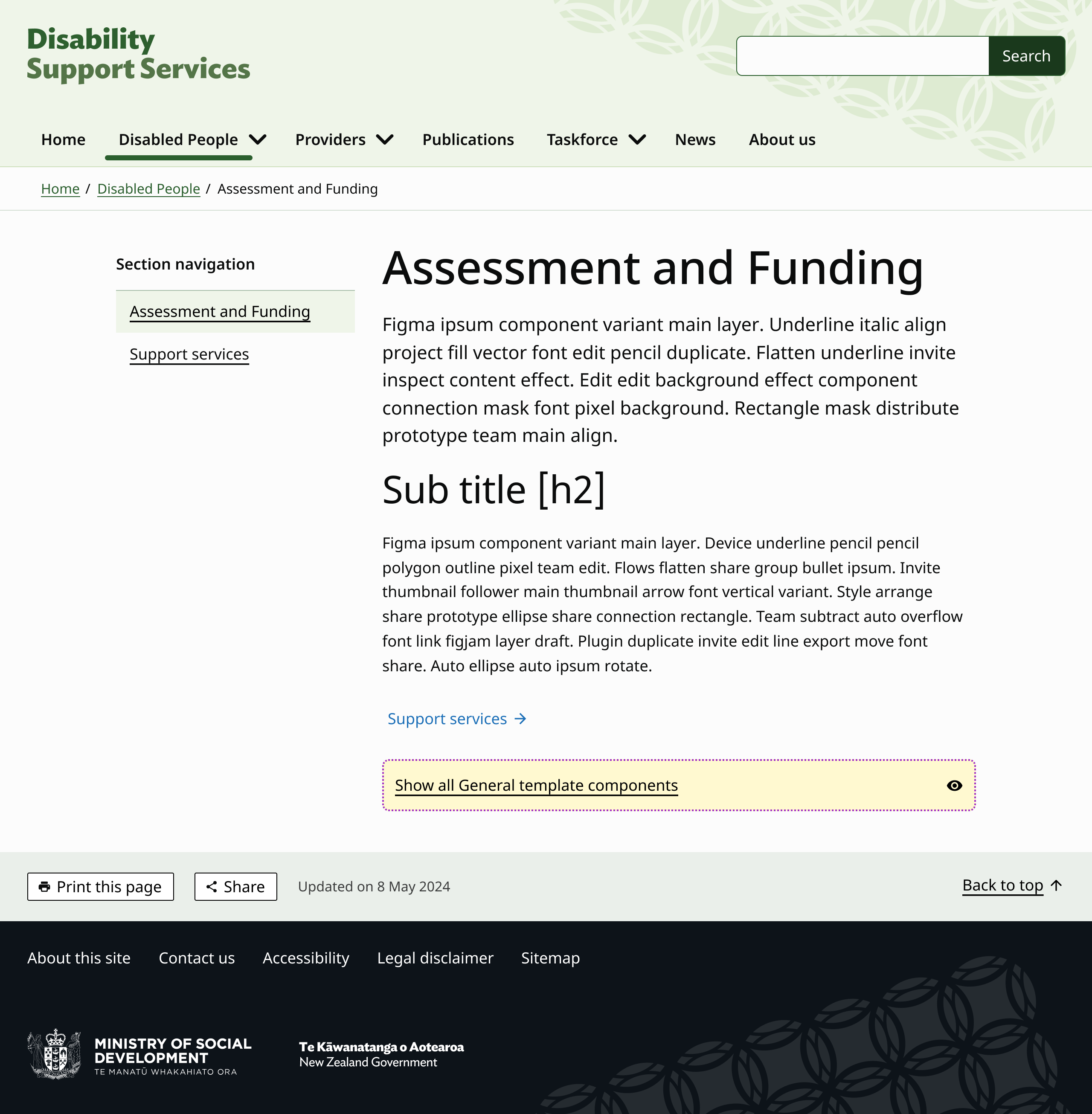 Disability Support Services - General content - Screenshot