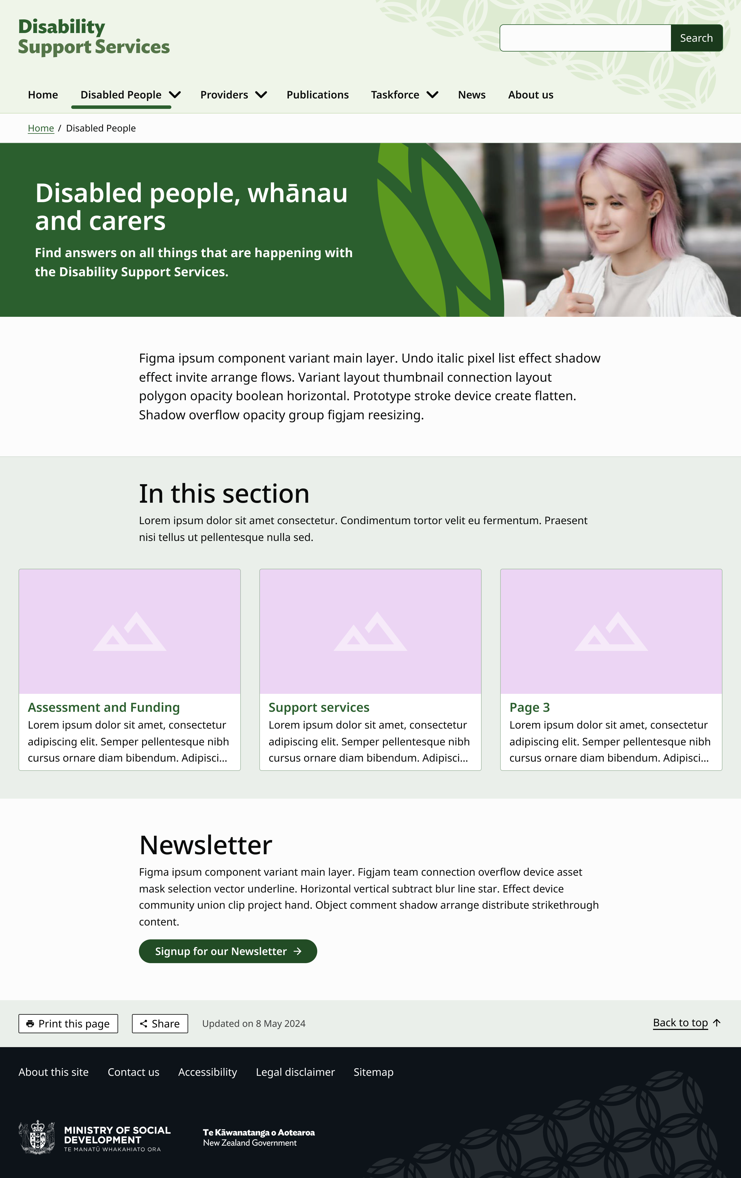 Disability Support Services - Landing page - Screenshot