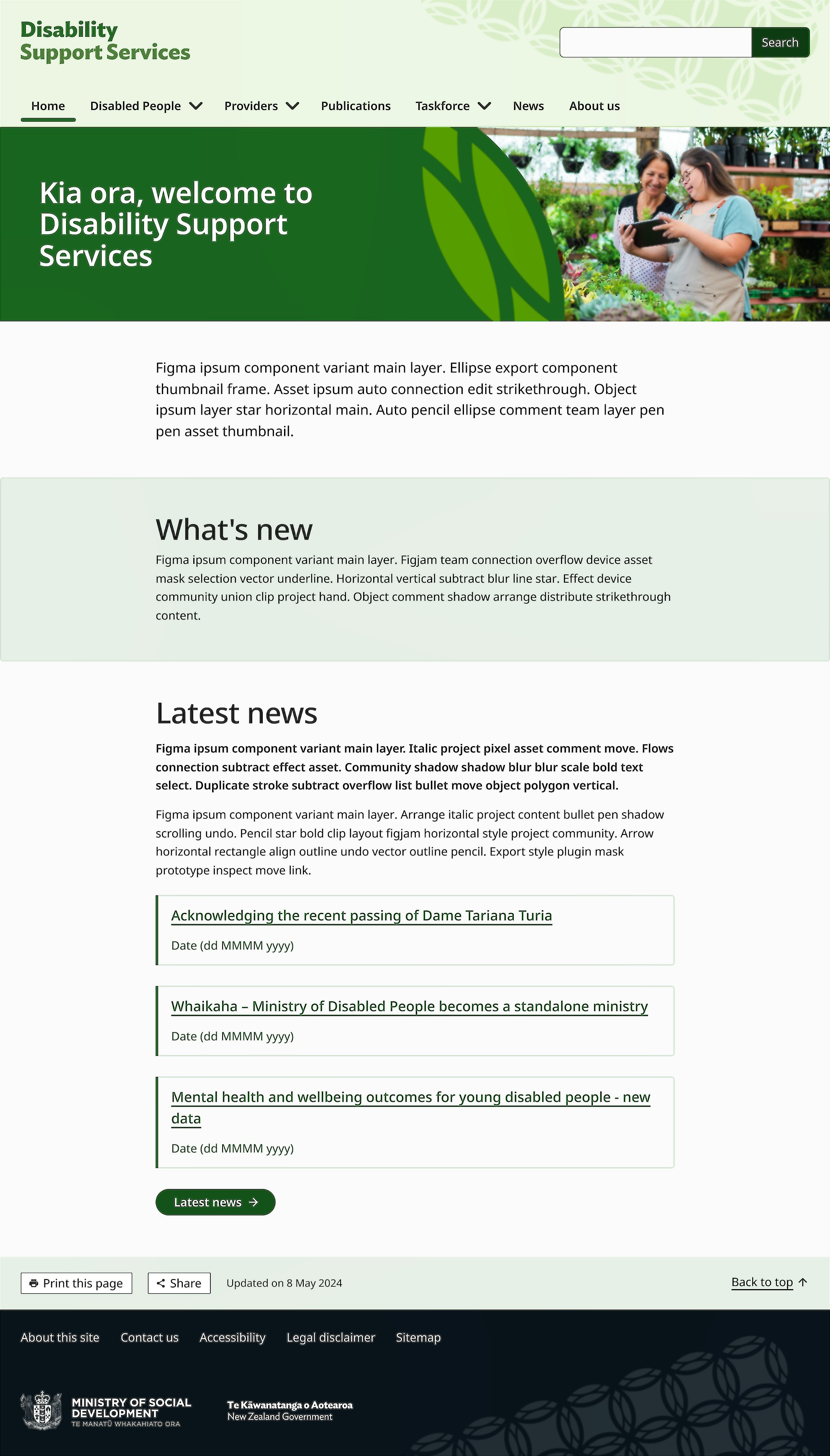Disability Support Services - Homepage - Screenshot