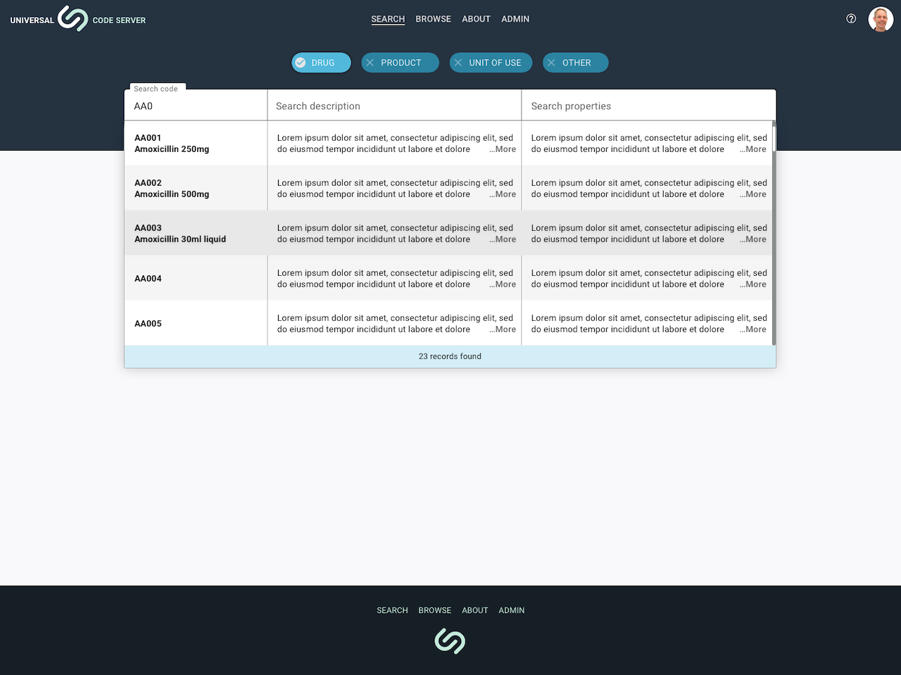 Sustainable solutions - Universal code server - Product search