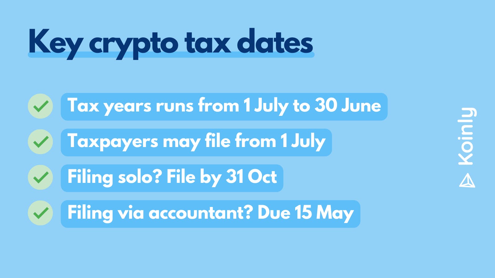 Key dates for crypto tax Australia