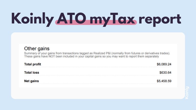 Other Gains ATO myTax report Koinly