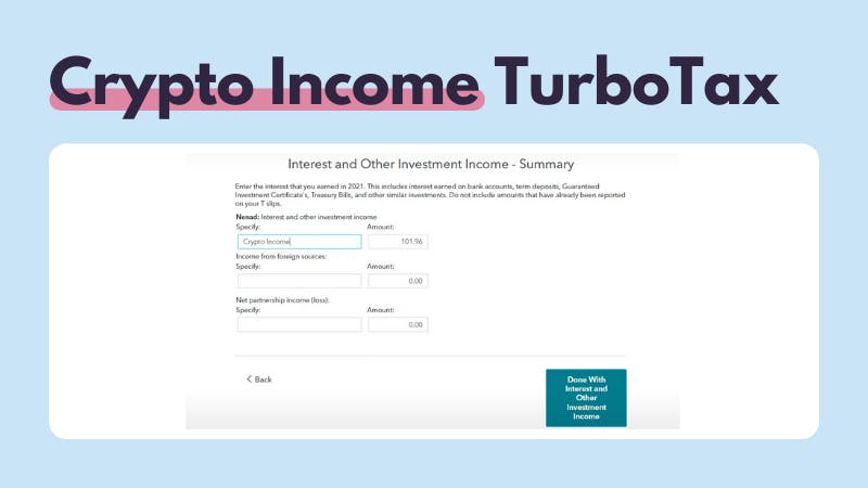 Crypto income summary TurboTax Canada