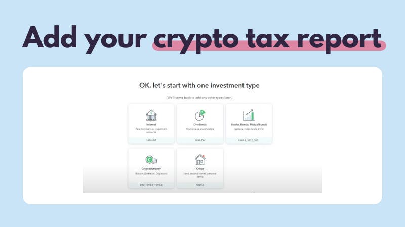 Select your investment type in TurboTax