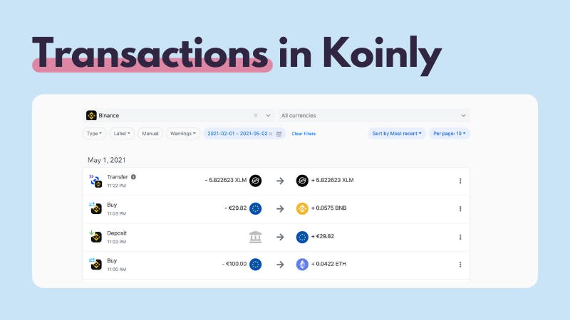 Binance transactions in Koinly