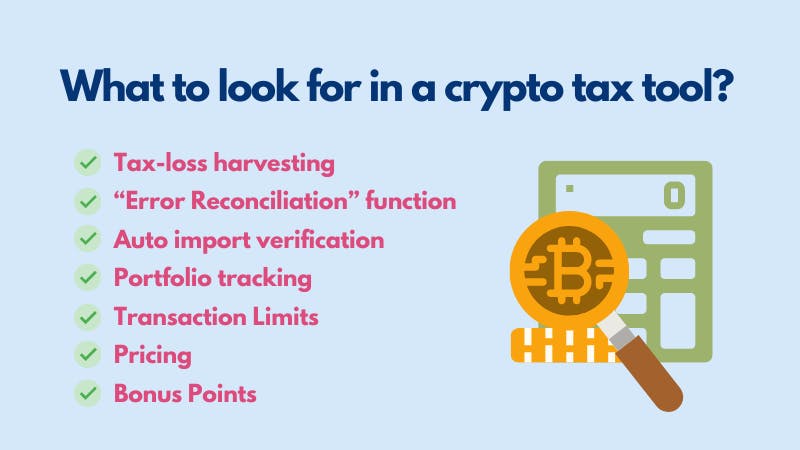 What to look for in a crypto tax tool