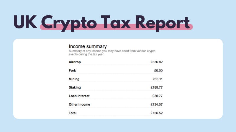 UK crypto tax report income summary