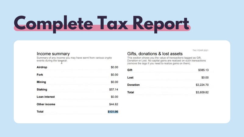 Crypto Income Summary Koinly Complete Tax Report