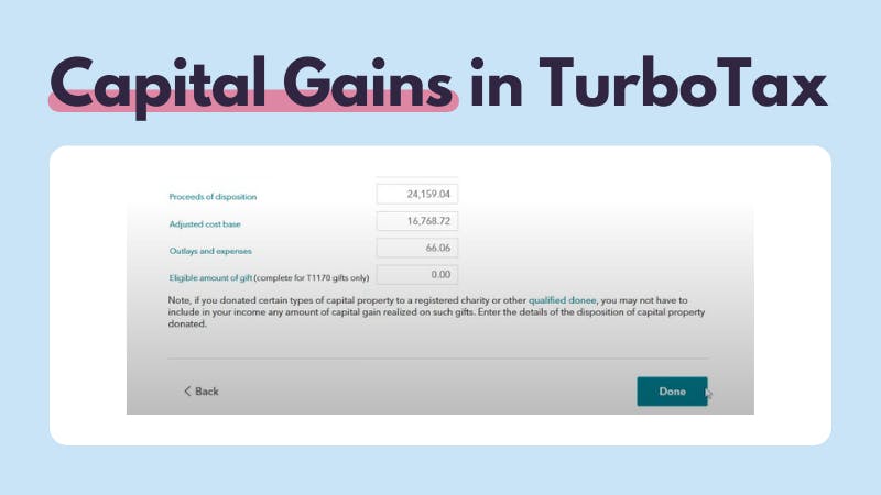 TurboTax Canada Capital Gains Summary