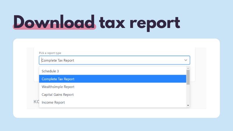 Download tax report in Koinly