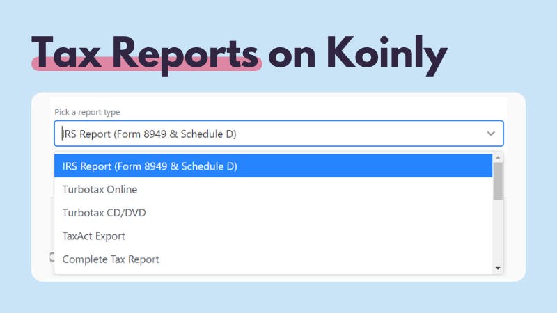 Tax reports on Koinly