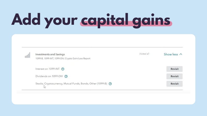 Add crypto capital gains to TurboTax