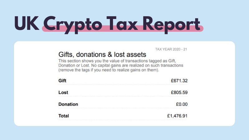 UK crypto tax report lost assets, gifts and donations