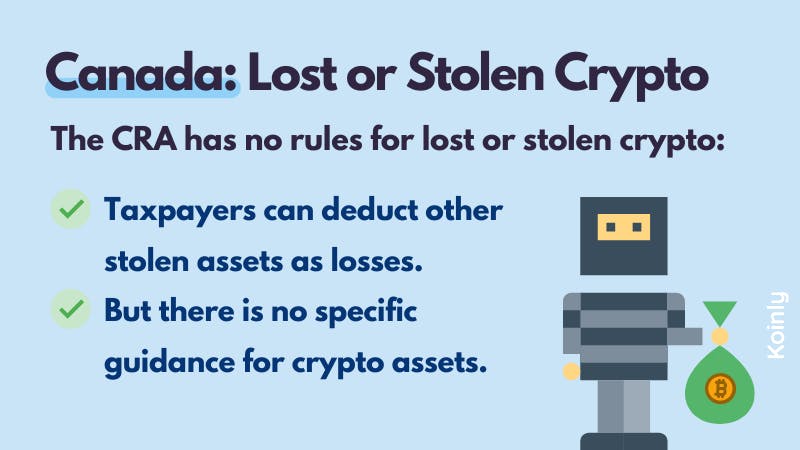 Koinly crypto tax 101 - reporting lost or stolen crypto to CRA