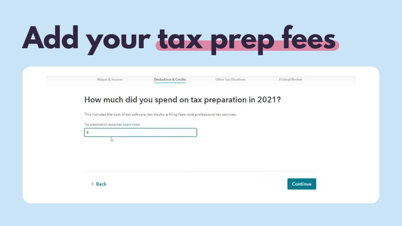 Add your crypto tax preparation fee amount in TurboTax