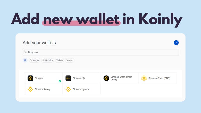 Koinly crypto tax calculator - add a new wallet in Koinly