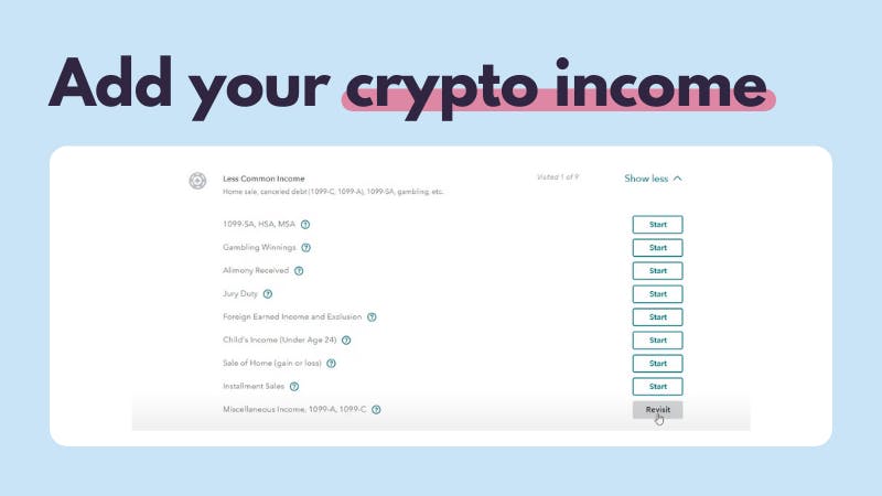 Add your crypto income in TurboTax
