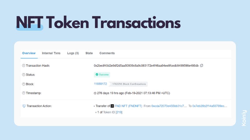 Example of NFT Nyan Cat token transaction