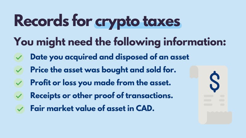 crypto record keeping for CRA
