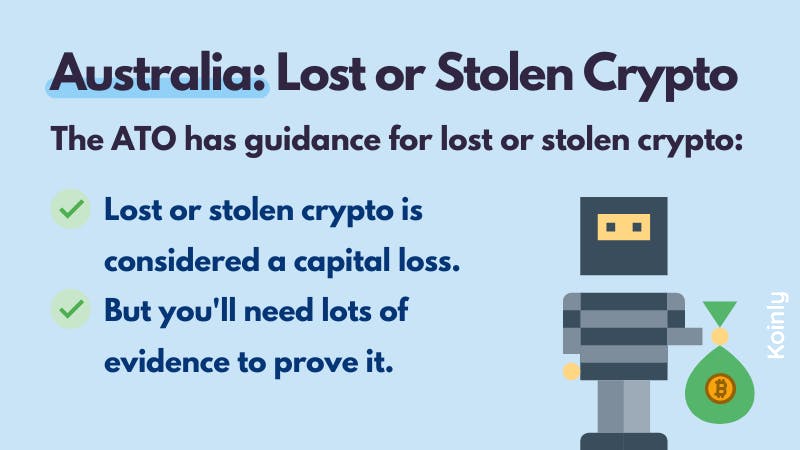 Koinly crypto tax 101 - reporting lost or stolen crypto to ATO