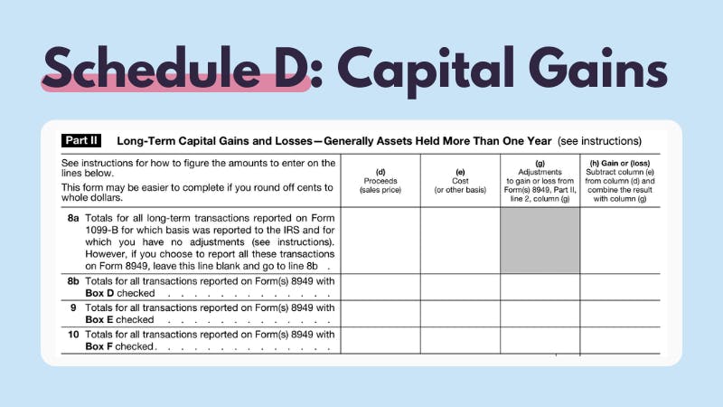 Koinly crypto tax calculator - part 2 long-term capital gains IRS Schedule D